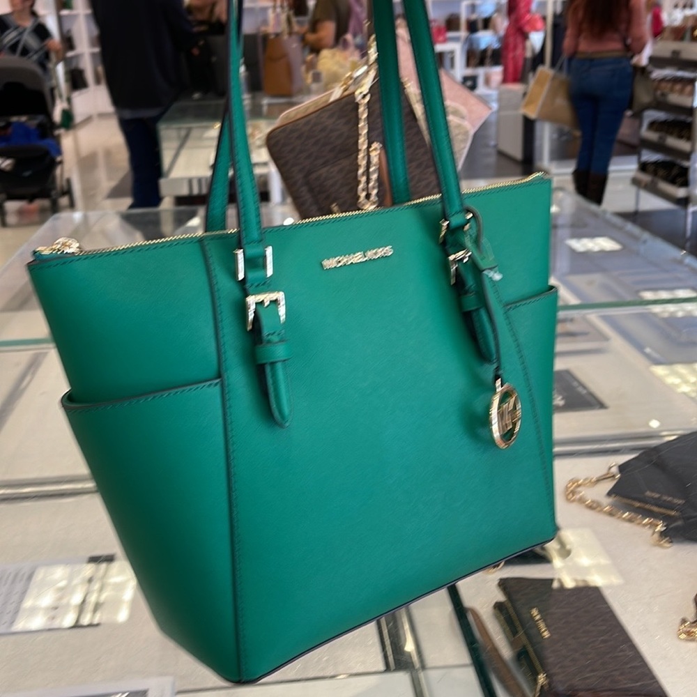 MICHAEL KORS Charlotte Large Leather Top-Zip Tote
Palmetto Green - Picture 4 of 15